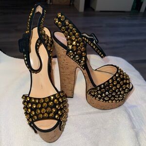 Giuseppe Zanotti Black and Gold Studded Platforms